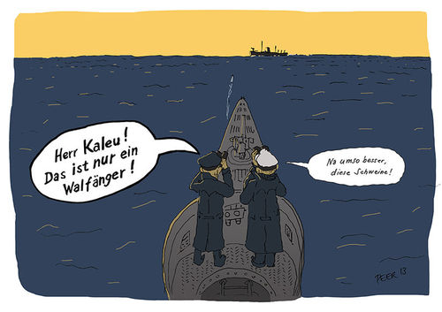 Cartoon: Walfänger (medium) by darkplanet tagged walfang,zweiter,weltkrieg,kommandant