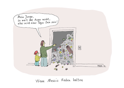 Cartoon: Wenn Messis Reden halten (medium) by darkplanet tagged messis,reden,erbe,vater,sohn,wichtig,schrott,müll,gerümpel