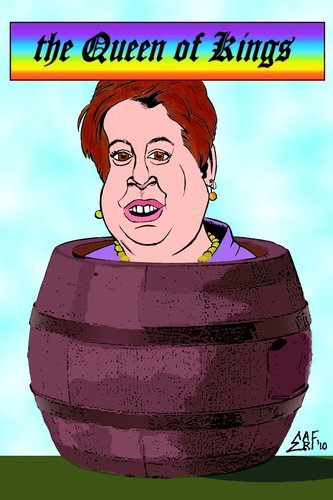 Cartoon: Kagan Queen of Kings (medium) by Tzod Earf tagged president,obama,elena,kagan,kevin,james,king,of,queens,caricature