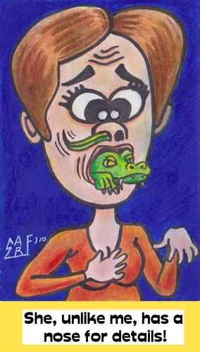 Cartoon: Nose For Details (medium) by Tzod Earf tagged nose,four,details,tails,lizard,reptile,alligator,whats,orange,pink,and,green,all,over