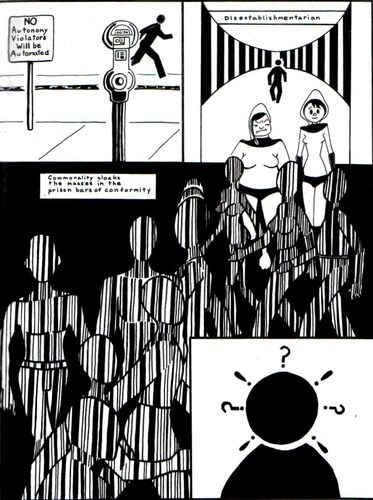 Cartoon: Prison Bars of Conformity (medium) by Tzod Earf tagged bar,codes,conformity,black,and,white,solon,cult,barristas,parking,meter