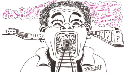 Cartoon: Runaway Train of Thought (medium) by Tzod Earf tagged describbles