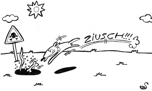 Cartoon: vorletzte geräusche -ziusch- (medium) by XombieLarry tagged ziusch,hund,knochen,tod,weildarum,geräusch