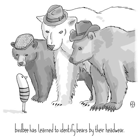 Cartoon: bears (medium) by birdbee tagged birdbee,bears,hats,ferora,cowboy,hat,ed,beals,flat,cap