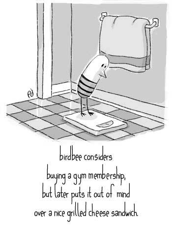 Cartoon: birdbee - scales (medium) by birdbee tagged birdbee,scales,weigh,weight,exercise,gym,food