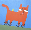 Cartoon: Roller Kitty (small) by birdbee tagged cat bird wheels roll painting acrylics
