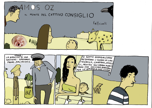 Cartoon: amos oz (medium) by marco petrella tagged writers,jerusalem