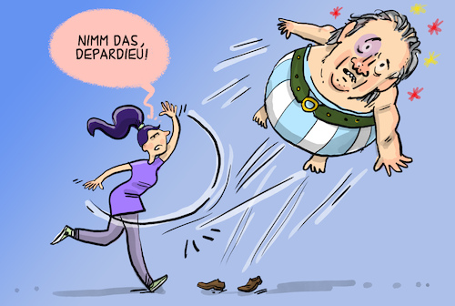 Cartoon: Depardieu schuldig gesprochen (medium) by leopold maurer tagged schauspieler,gerard,depardieu,schuldig,gesprochen,schauspieler,gerard,depardieu,schuldig,gesprochen