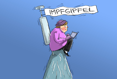 Cartoon: Impfgipfel (medium) by leopold maurer tagged merkel,deutschland,impfgipfel,impfplan,bund,länder,treffen,dünne,luft,konferenz,merkel,deutschland,impfgipfel,impfplan,bund,länder,treffen,dünne,luft,konferenz