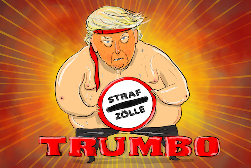 Cartoon: Trump Strafzölle (medium) by leopold maurer tagged rambo,trump,strafzölle,mexiko,kanada,kolumbien,abschiebungen,dekrete,grönland,anexion,drohungen,welt,eu,wirtschaft,usa,präsident,leopold,maurer,cartoon,karikatur,rambo,trump,strafzölle,mexiko,kanada,kolumbien,abschiebungen,dekrete,grönland,anexion,drohungen,welt,eu,wirtschaft,usa,präsident,leopold,maurer,cartoon,karikatur