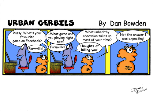 Cartoon: URBAN GERBILS. Farmville (medium) by Danno tagged urban,gerbils,funny,cartoon,comic,strip,weekly,published,newspaper,humor,farmville