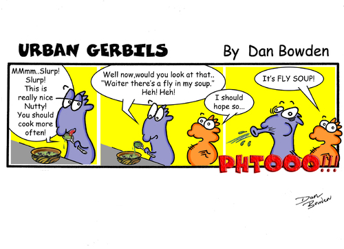 Cartoon: URBAN GERBILS. Soup (medium) by Danno tagged urban,gerbils,cartoon,comic,strip,funny,published,weekly,newspaper,humor
