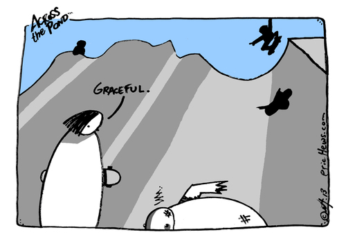 Cartoon: graceful (medium) by ericHews tagged skate,skateboard,fall,eat,bite,face,plant,ow,hurt
