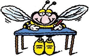 Cartoon: Busy Bee (medium) by Ellis Nadler tagged bee,desk,wings,insect,exam,pen,writer,antennae