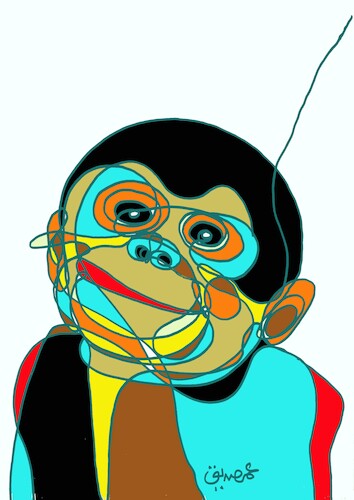 Cartoon: monkey (medium) by omar seddek mostafa tagged monkey