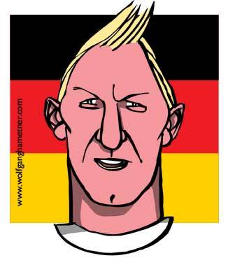 Cartoon: schweinsteiger (medium) by wolfi tagged schweinsteiger,football,germany,wm2010,champion,caricature
