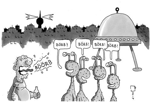 Cartoon: Erstkontakt (medium) by cosmo9 tagged erstkontakt,alien,berlin,scifi