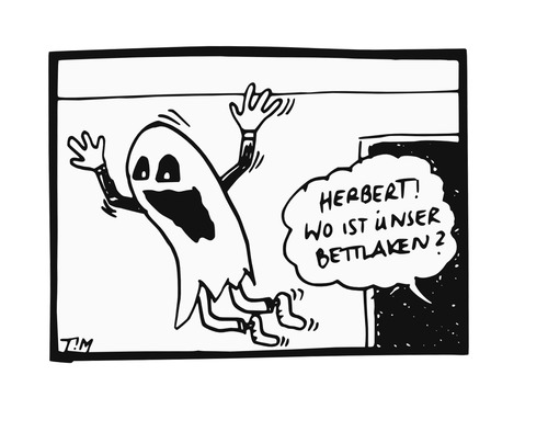 Cartoon: Gespenst (medium) by timfuzius tagged geist,gespenst,bettlaken,schlafen