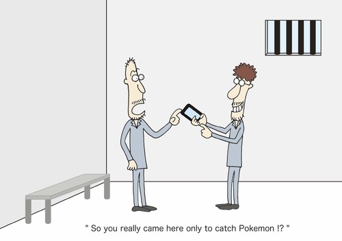 Cartoon: Pokemon Go (medium) by joruju piroshiki tagged pokemon,go,prison,game,smart,phone,pokemon,go,prison,game,smart,phone