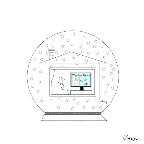 Cartoon: Snow Dome (medium) by joruju piroshiki tagged snow,dome,weather,news,living,television,winter,snow,dome,weather,news,living,television,winter