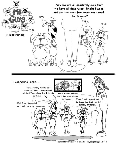 Cartoon: My Guys in House Training. (medium) by BlokeyAarsevark tagged dogs,pets,house,trained