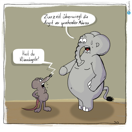 Cartoon: Klimaängste (medium) by Grikewilli tagged angst,elefant,maus,klima,gesellschaft,demo,fridays,for,future,umwelt,zeitenwende