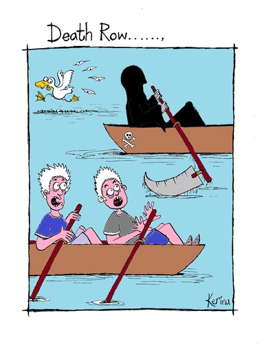 Cartoon: Death Row (medium) by Kerina Strevens tagged death,row,boat,water,fear,scream,die,dead