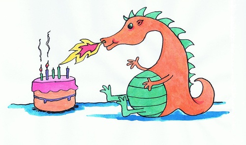 Cartoon: Do It Yourself! (medium) by Kerina Strevens tagged laugh,fun,humour,fire,flame,cake,dragon,birthday