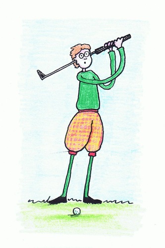 Cartoon: Golf Problem (medium) by Kerina Strevens tagged swing,fun,humour,ball,problem,stuck,play,club,ears,sport,golf