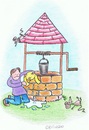 Cartoon: Ding Dong Bell (small) by Kerina Strevens tagged well water cat mice rescue wet kill dead die