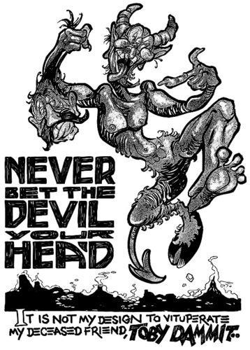 Cartoon: Never Bet the Devil your Head (medium) by Milton tagged milton,knight,edgar,allan,poe,devil,satan,hell,fantasy