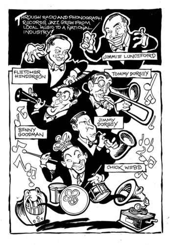 Cartoon: Swing Bandleaders (medium) by Milton tagged jazz,music,american,pop,swing,bandleader,orchestra
