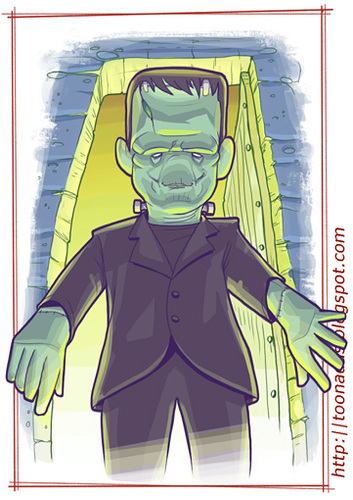 Cartoon: Boris Karloff  - as the Monster (medium) by Freelah tagged karloff,frankenstein,monster,horror,movie