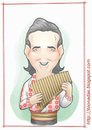 Cartoon: Gheorghe Zamfir (small) by Freelah tagged gheorghe,zamfir,pan,flute