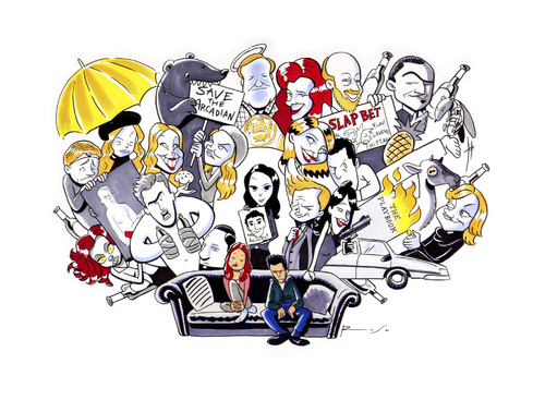 Cartoon: How I Met Your Mother (medium) by Babooing tagged ted,mosby,barney,stinson,lily,aldrin,marshall,eriksen,robin,scherbatsky,tv,show