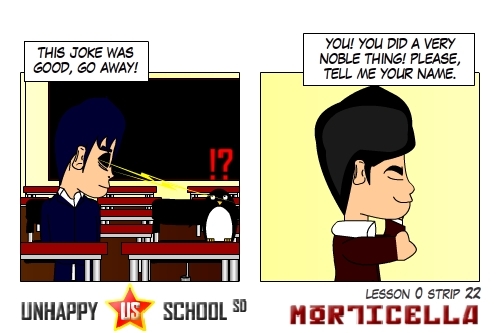 Cartoon: US lesson 0 Strip 22 (medium) by morticella tagged uslesson0,unhappy,school,morticella,manga
