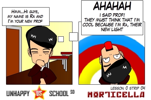 Cartoon: US lesson 0 Strip 4 (medium) by morticella tagged uslesson0,unhappy,school,morticella,manga