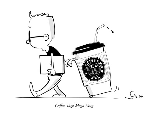 Cartoon: Coffee Togo (medium) by philippsturm tagged apple,travel,reise,starbucks,nerd,coffee,kaffee,hipster