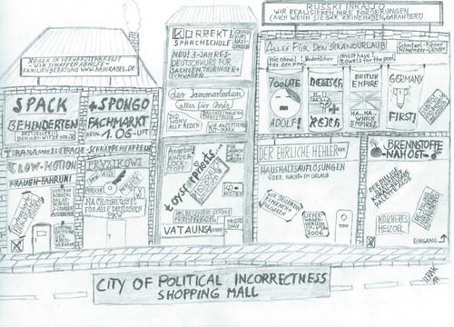 Cartoon: City of political incorrectness (medium) by ilrak tagged political,incorrect