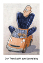 Cartoon: Downsizing (small) by Jan Rieckhoff tagged auto technik verkehr sparen umwelt trend verbrauch klein niedrig wenig