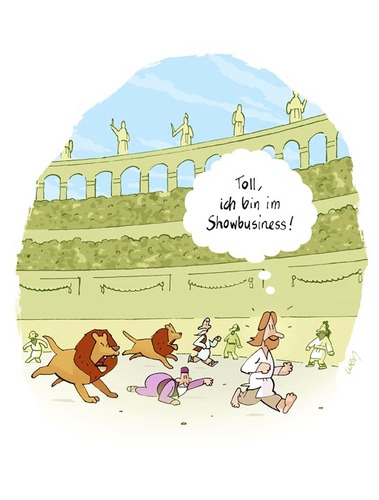 Cartoon: Tod und Spiele (medium) by Weyershausen tagged rom,löwen,showbusiness