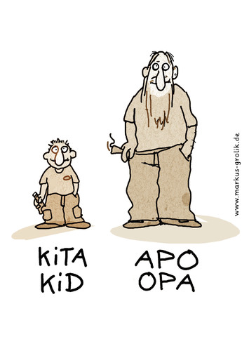Cartoon: APO Opa (medium) by markus-grolik tagged jugend,familie,generationen,jugend,familie,generationen,68er,opa,kind