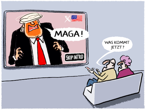 Cartoon: Beginn der zweiten Staffel... (medium) by markus-grolik tagged trump,usa,maga,musk,amerika,inauguration,amtseinfuehrung,welt,weltordnung,macht,weisses,haus,demokratie,oligarchie,inthronisierung,trump,usa,maga,musk,amerika,inauguration,amtseinfuehrung,welt,weltordnung,macht,weisses,haus,demokratie,oligarchie,inthronisierung