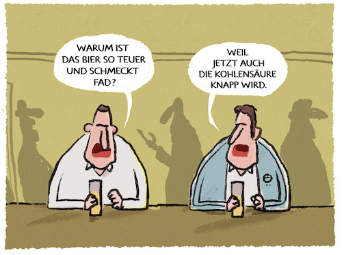 Cartoon: Biermaengel im Biermangel (medium) by markus-grolik tagged bier,kohlensaeure,bierpreis,inflation,energiekrise,bier,kohlensaeure,bierpreis,inflation,energiekrise