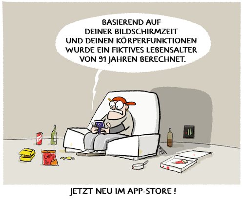 Cartoon: Boah Alter... (medium) by markus-grolik tagged alter,app,store,bildschirmzeit,koerperfunktionen,altersberechnung,lebenszeit,jugend,kindheit,gamer,social,media,tiktok,insta,alter,app,store,bildschirmzeit,koerperfunktionen,altersberechnung,lebenszeit,jugend,kindheit,gamer,social,media,tiktok,insta