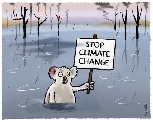 Cartoon: ..down under... (medium) by markus-grolik tagged koala,buschbraende,australien,klimawandel,climate,change,co2,sydney,melbourne,regen,überschwemmungen,koala,buschbraende,australien,klimawandel,climate,change,co2,sydney,melbourne,regen,überschwemmungen