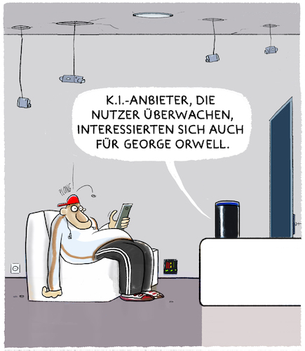 Cartoon: George Orwell... (medium) by markus-grolik tagged ueberwachung,nutzer,nutzerdaten,kontrolle,george,orwell,ki,alexa,smarthome,daten,künstliche,intelligenz,vorschlag,ueberwachung,nutzer,nutzerdaten,kontrolle,george,orwell,ki,alexa,smarthome,daten,künstliche,intelligenz,vorschlag