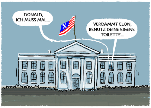 Cartoon: Im MAGA-Haus... (medium) by markus-grolik tagged elon,musk,twitter,donald,trump,weisses,haus,washington,usa,macht,maga,spacex,starlink,tesla,stargate,tech,oligarchie,elon,musk,twitter,donald,trump,weisses,haus,washington,usa,macht,maga,spacex,starlink,tesla,stargate,tech,oligarchie