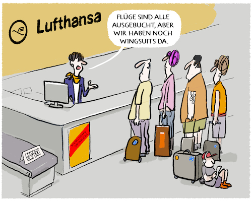 Cartoon: Lufthansa... (medium) by markus-grolik tagged lufthansa,kerosinmangel,flugverkehr,tourismus,wingsuit,urlaub,flugzeuge,flugreisende,deutschland,kerosin,lufthansa,kerosinmangel,flugverkehr,tourismus,wingsuit,urlaub,flugzeuge,flugreisende,deutschland,kerosin
