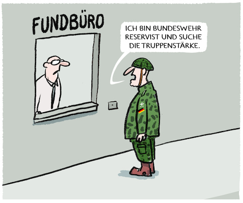Cartoon: Reserve... (medium) by markus-grolik tagged militaer,bundeswehr,deutschland,reservisten,kriegstuechtig,verteidigung,truppe,truppenstaerke,bedrohungslage,pistorius,nato,armee,militaer,bundeswehr,deutschland,reservisten,kriegstuechtig,verteidigung,truppe,truppenstaerke,bedrohungslage,pistorius,nato,armee